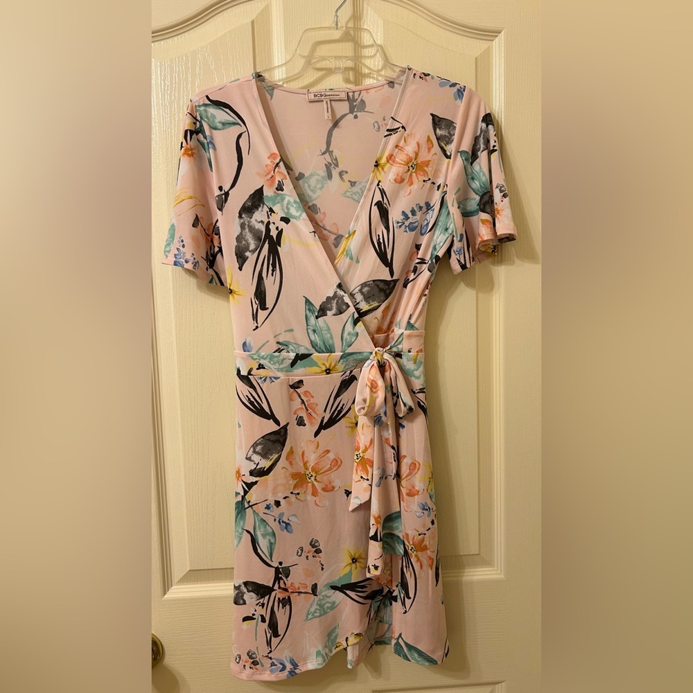 BCBGeneration Floral Mini Dress in Pink and Black